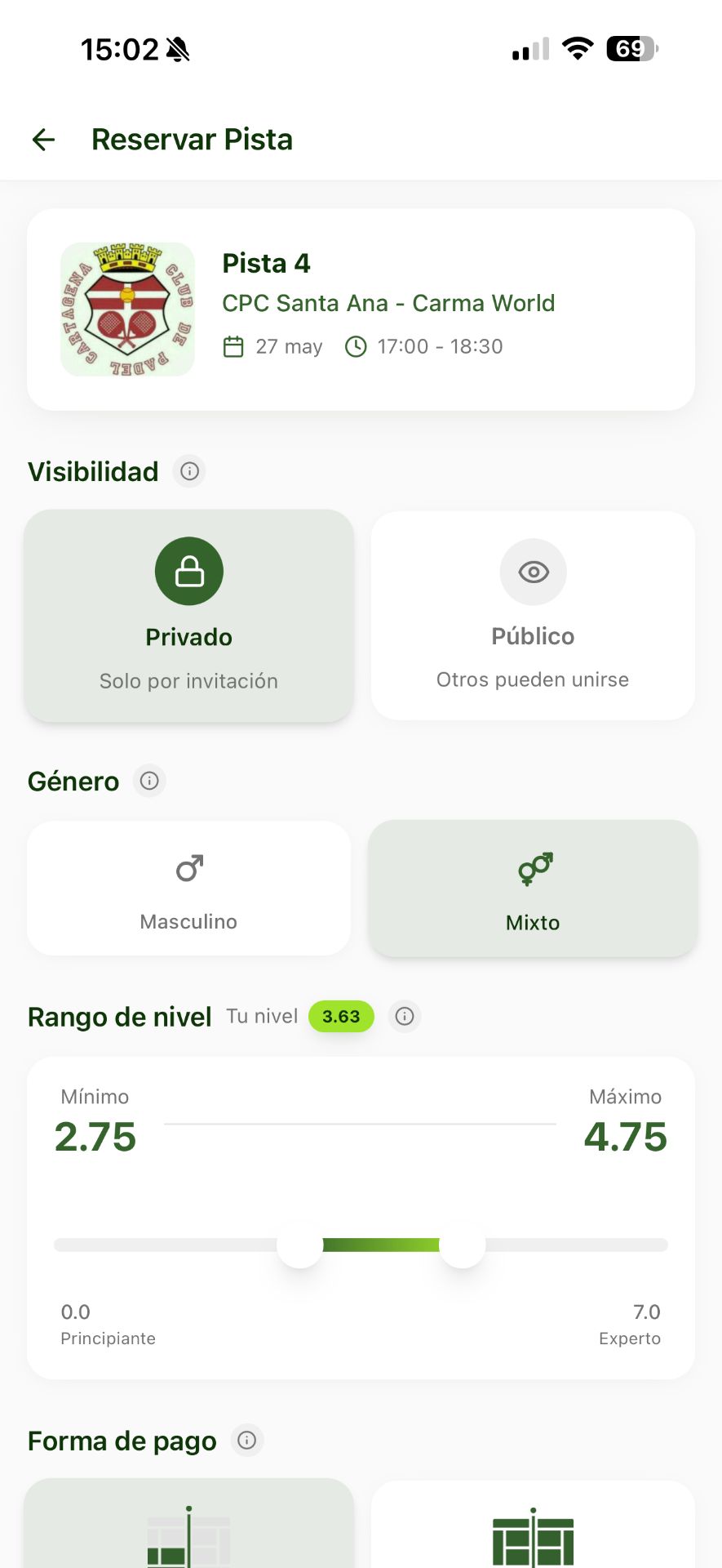 Reserva una pista